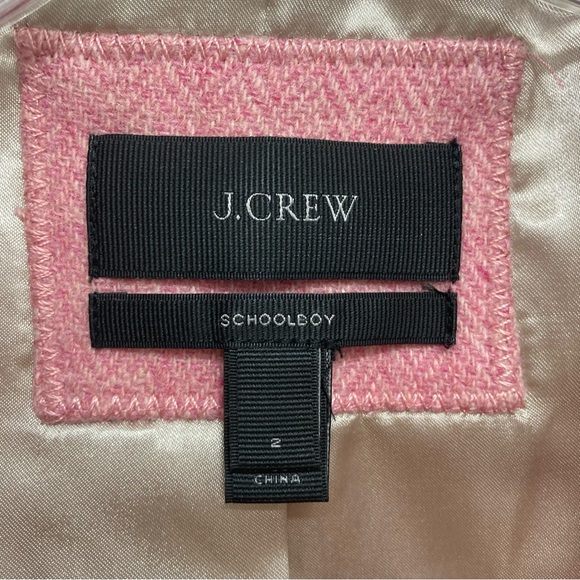 J. Crew Women’s Schoolboy Wool Pink Herringbone Blazer Size 2 With Gold Buttons - Picture 3 of 15